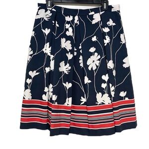 NWT Brooks Brothers Floral and Stripes Wide-Pleat Circle Skirt
